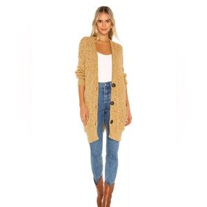 Free People Sunset Drive Oversized Cardigan Sweater Knit Brindle S NWT